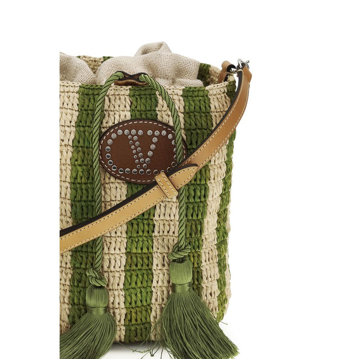 Valentino Garavani Bicolor Raffia Basket Bag