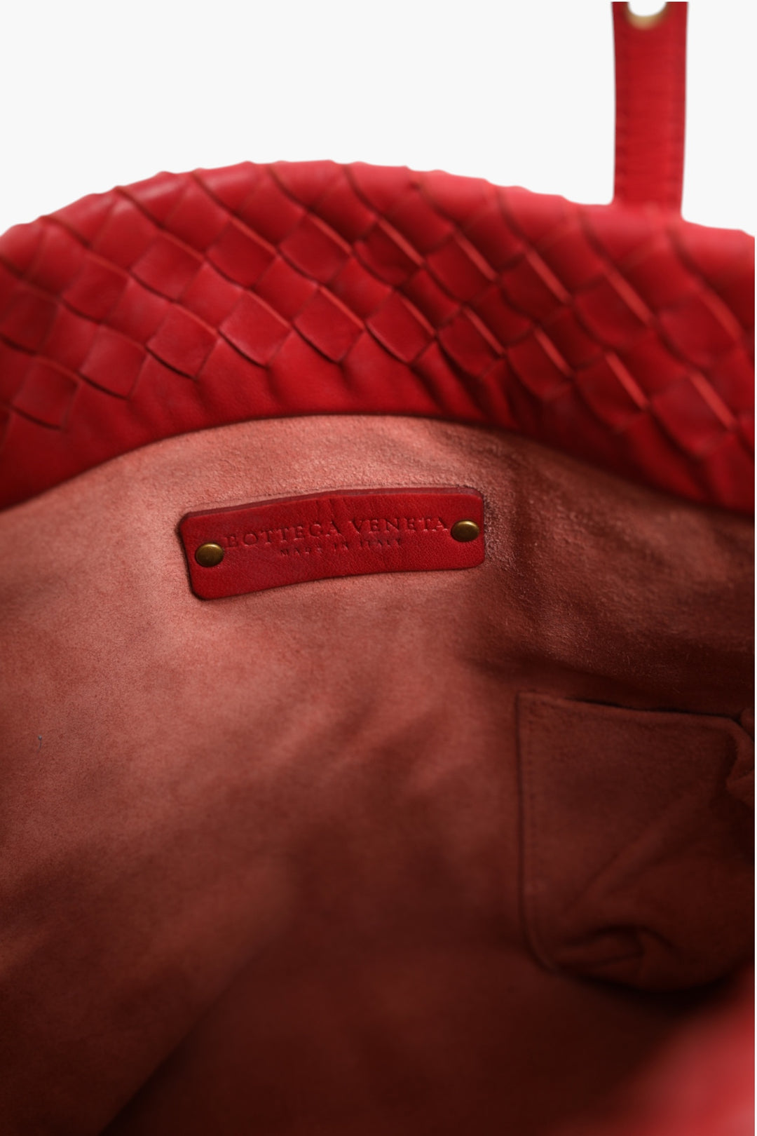 Bottega Veneta rød Intrecciato skinnveske