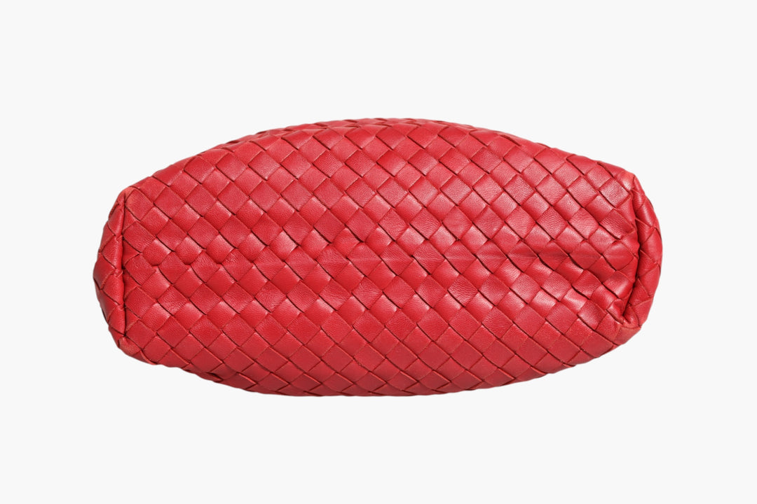 Bottega Veneta rød Intrecciato skinnveske
