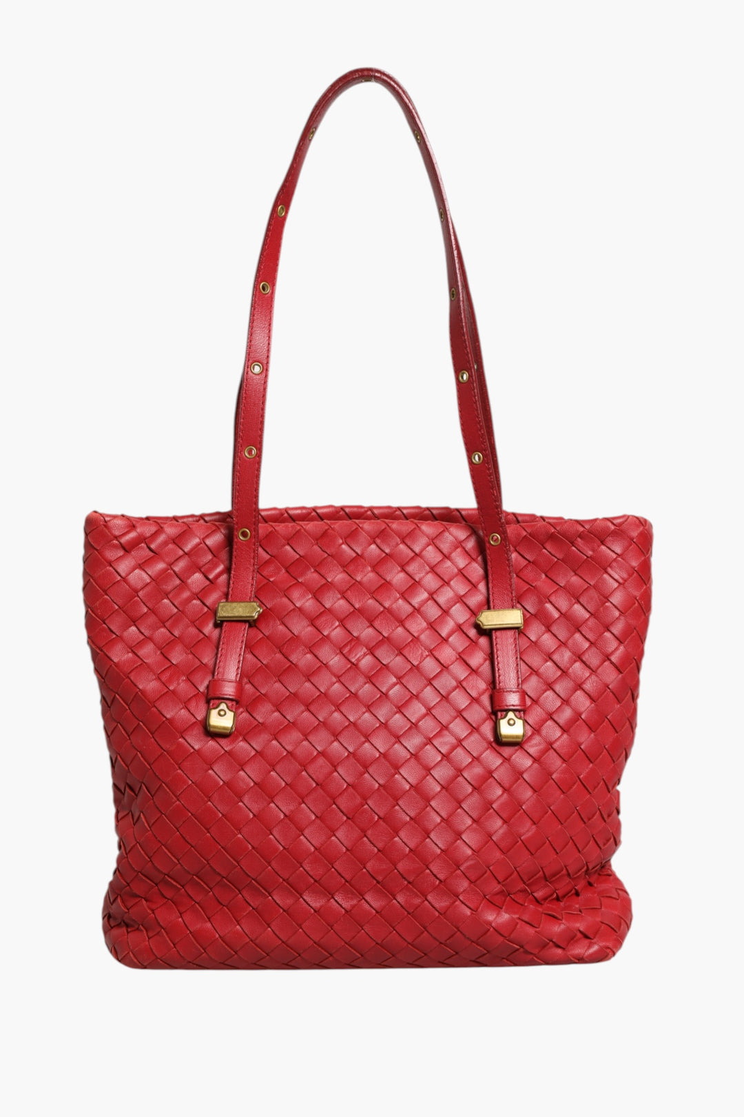 Bottega Veneta rød Intrecciato skinnveske