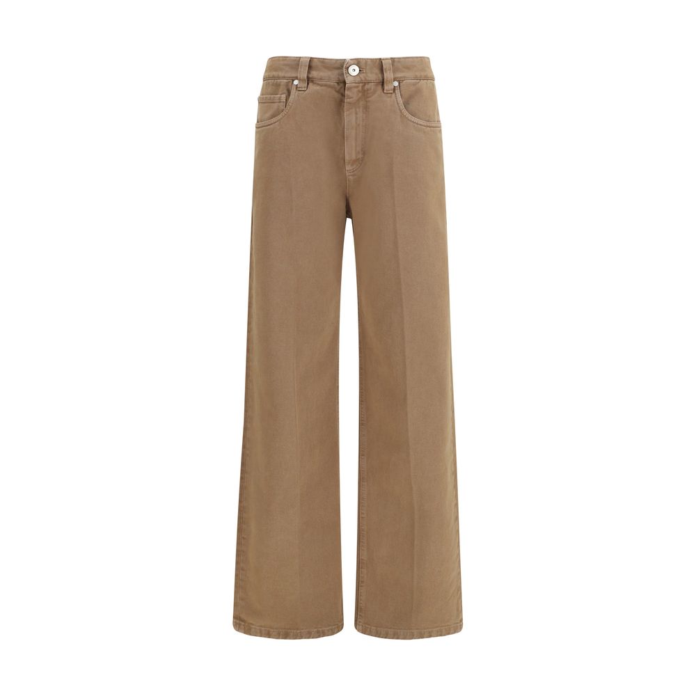 Brunello Cucinelli Brune Rettbeinte Jeans i Bomull