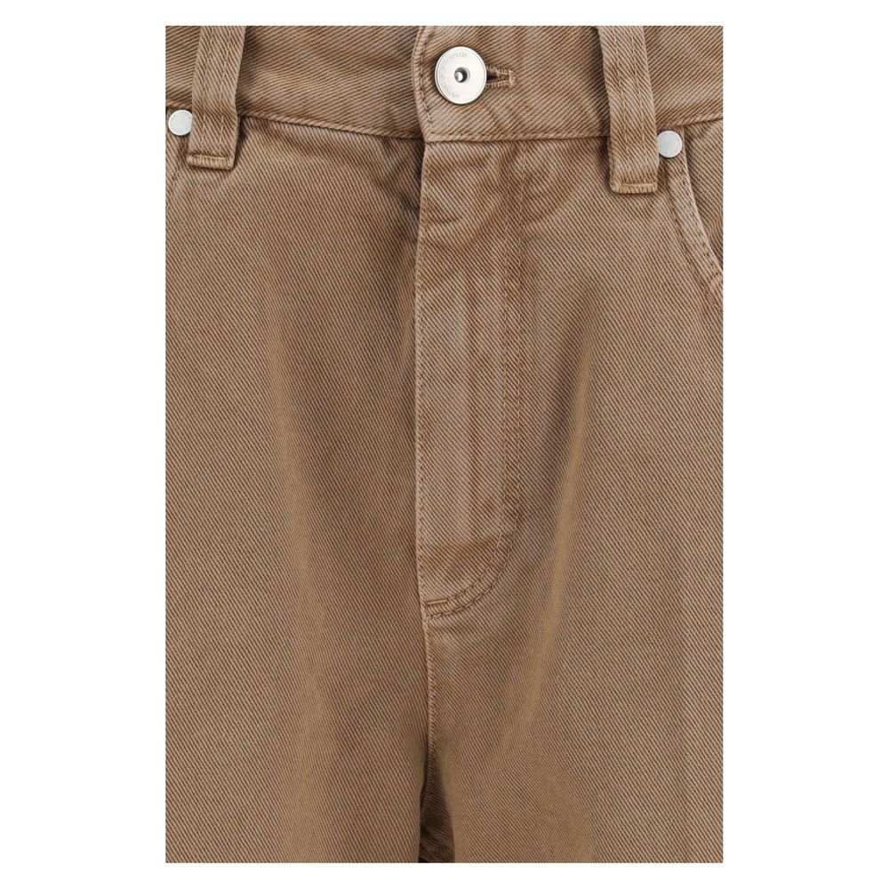 Brunello Cucinelli Brune Rettbeinte Jeans i Bomull