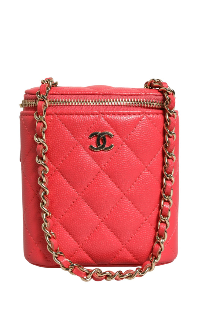 Chanel Red Caviar Quilted Small Vertical Coco Beauty Vanity Veske med Lenke