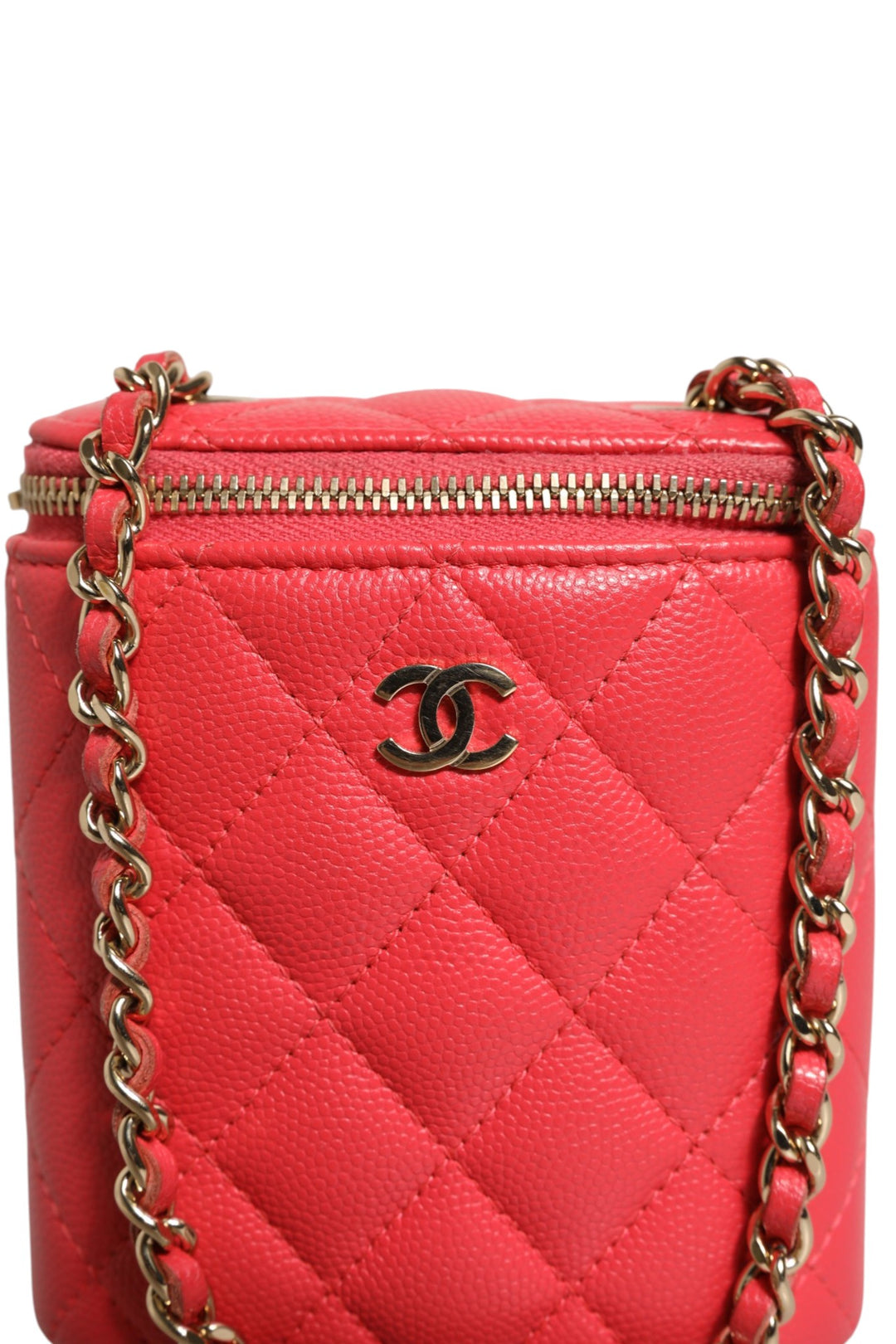 Chanel Red Caviar Quilted Small Vertical Coco Beauty Vanity Veske med Lenke