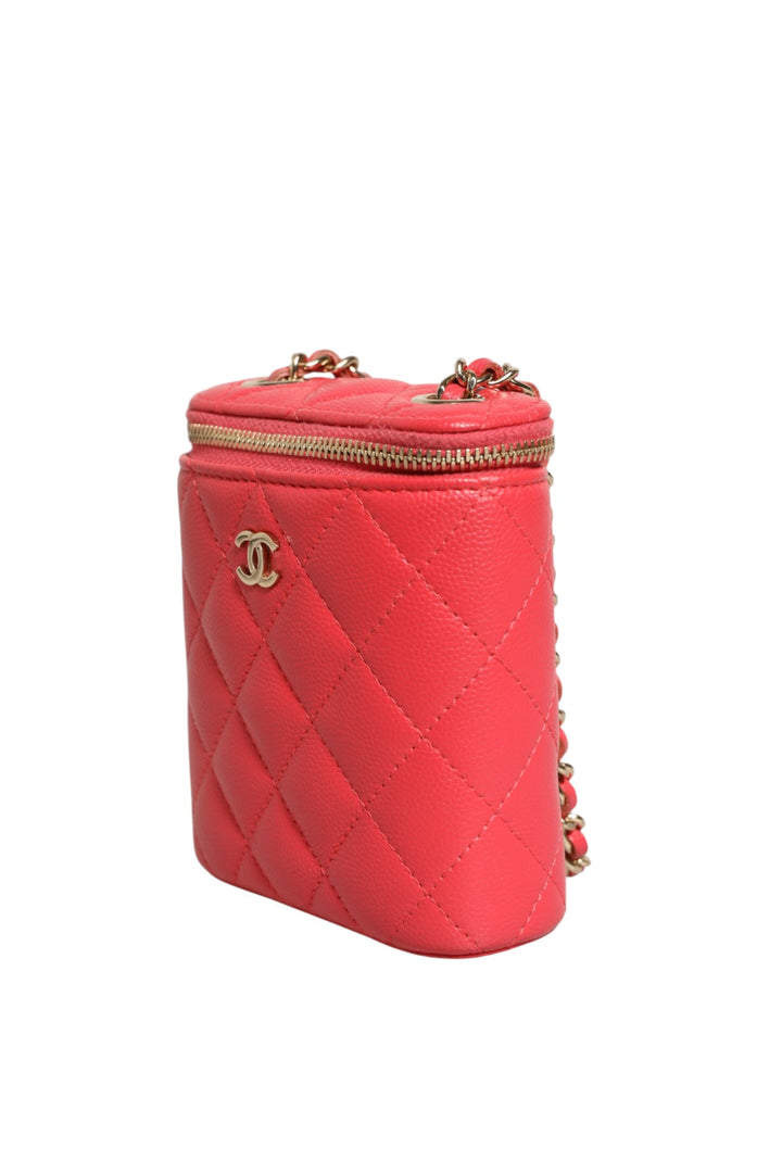Chanel Red Caviar Quilted Small Vertical Coco Beauty Vanity Veske med Lenke