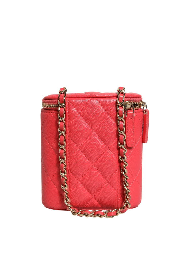 Chanel Red Caviar Quilted Small Vertical Coco Beauty Vanity Veske med Lenke
