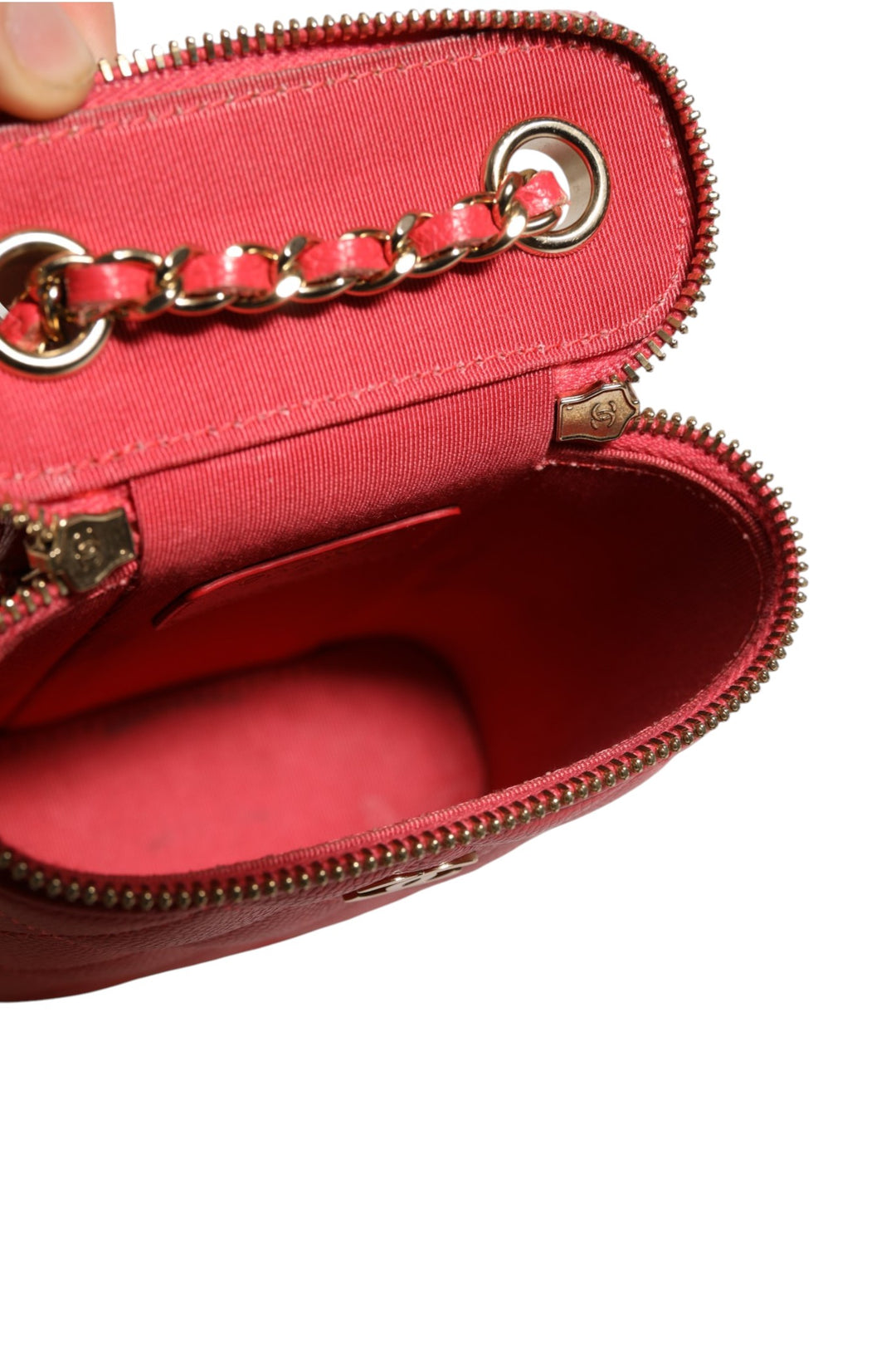 Chanel Red Caviar Quilted Small Vertical Coco Beauty Vanity Veske med Lenke