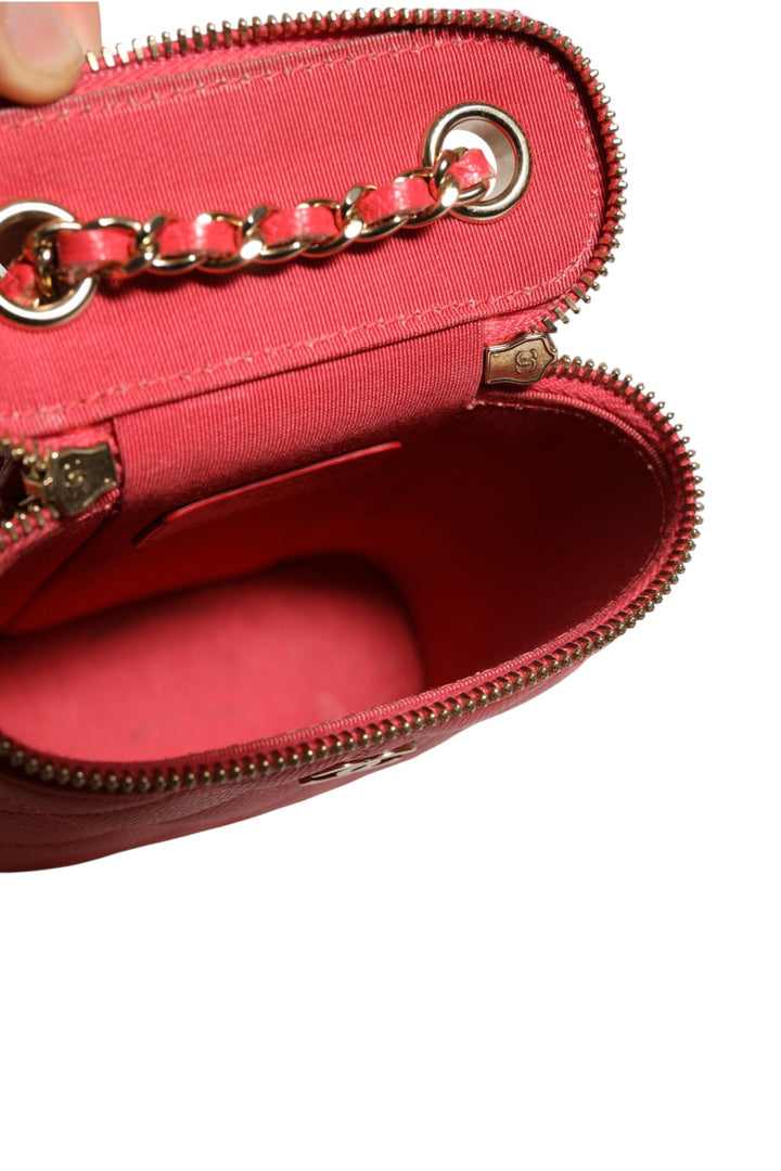Chanel Red Caviar Quilted Small Vertical Coco Beauty Vanity Veske med Lenke