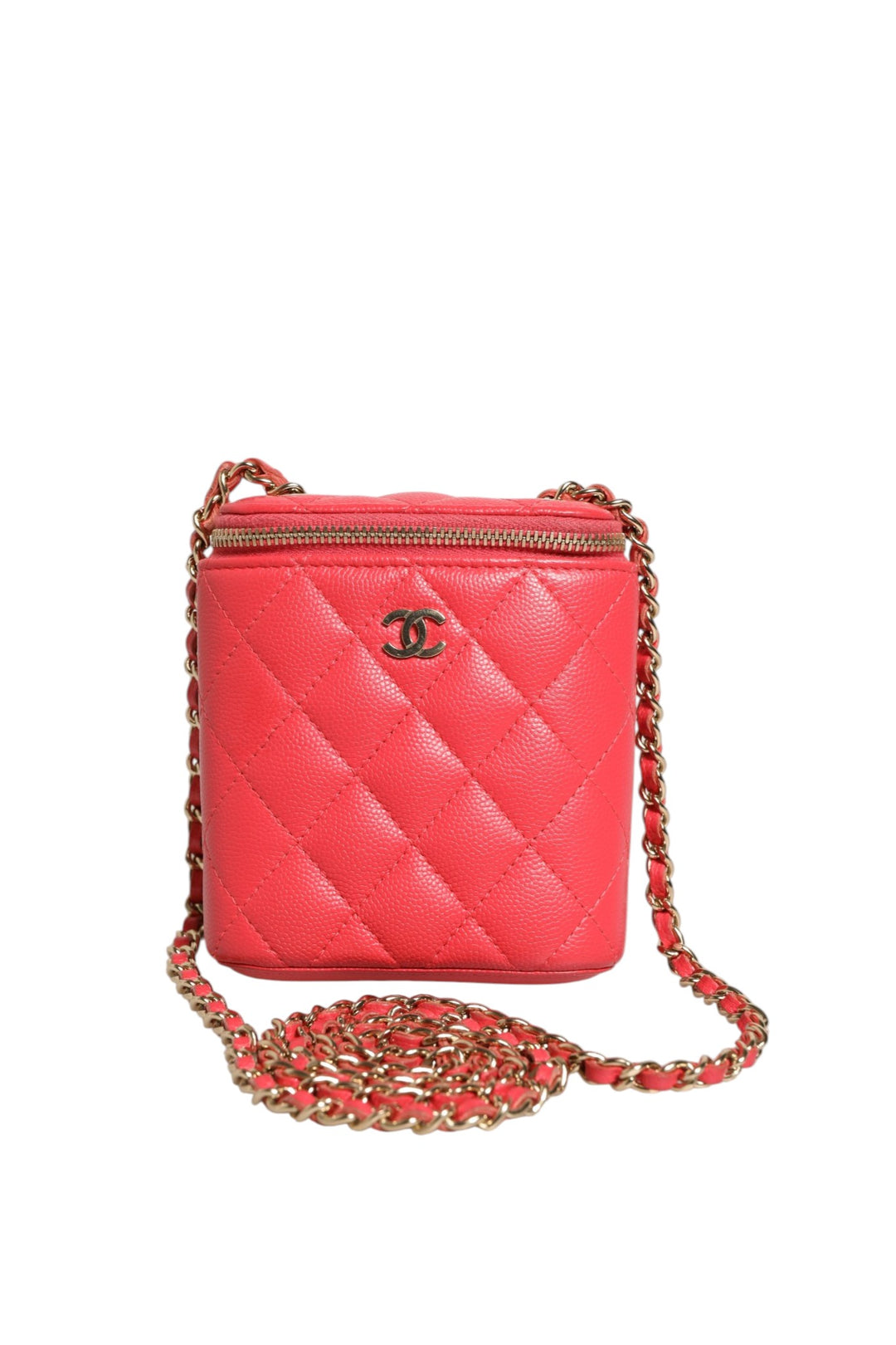 Chanel Red Caviar Quilted Small Vertical Coco Beauty Vanity Veske med Lenke