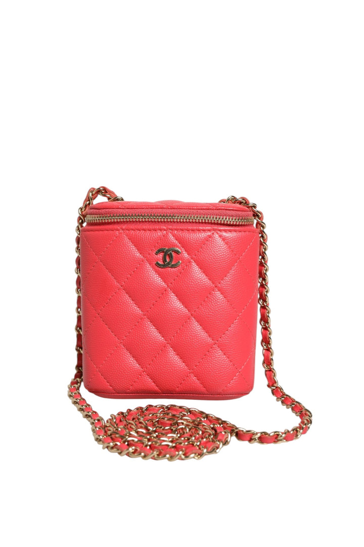 Chanel Red Caviar Quilted Small Vertical Coco Beauty Vanity Veske med Lenke