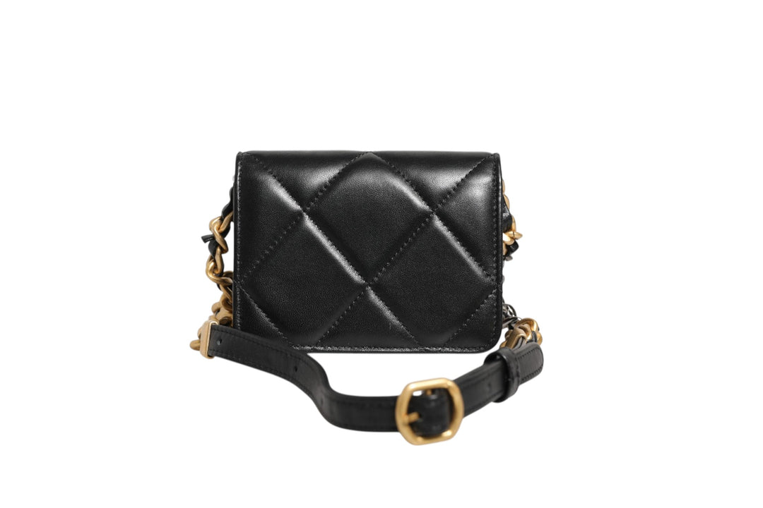 Chanel 19 Flap Coin Purse Quilted Leather Black Skulderveske