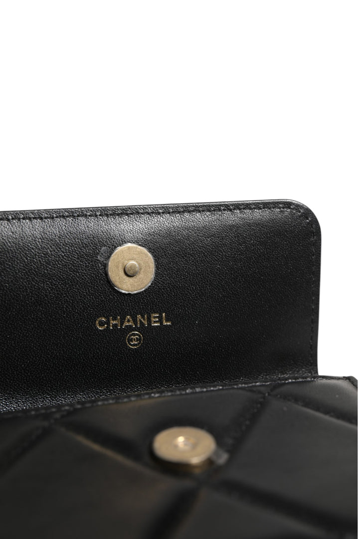 Chanel 19 Flap Coin Purse Quilted Leather Black Skulderveske