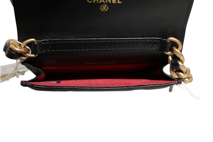Chanel 19 Flap Coin Purse Quilted Leather Black Skulderveske