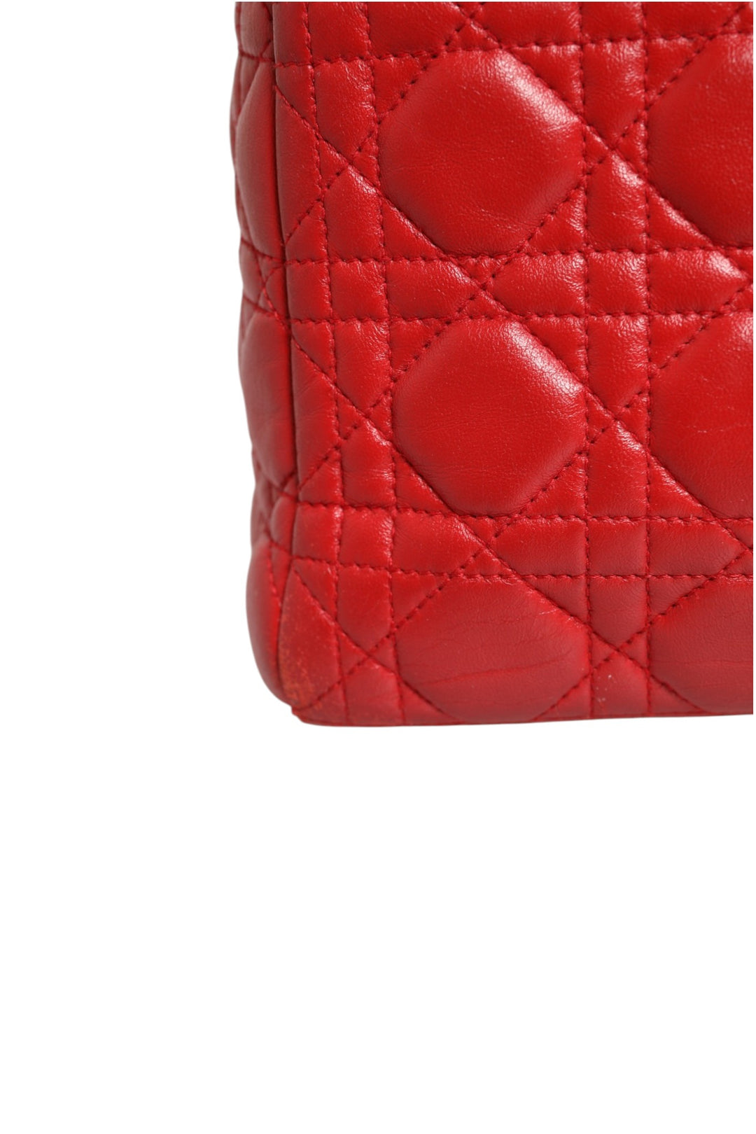 Christian Dior rød Cannage lammeskinn Lady Dior-veske