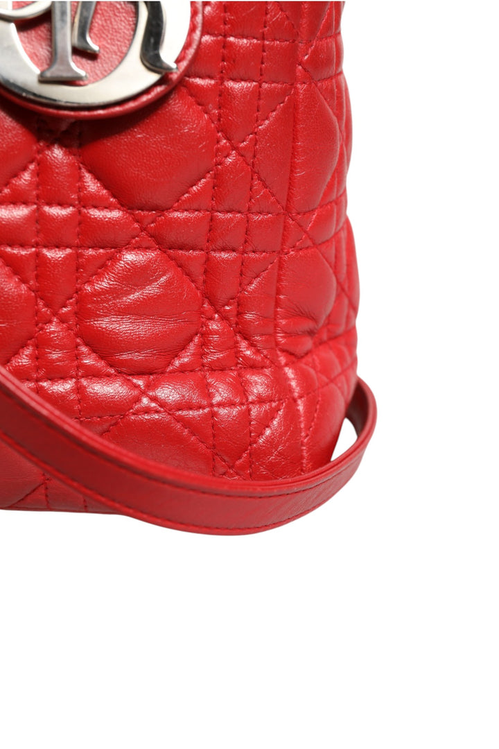 Christian Dior rød Cannage lammeskinn Lady Dior-veske