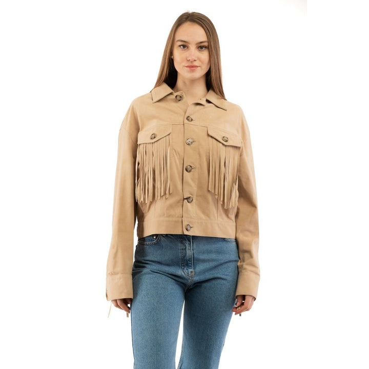 Moschino Beige bomullsjakke i skinn