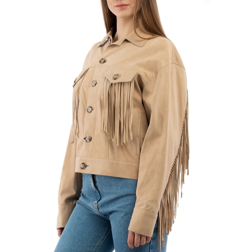 Moschino Beige bomullsjakke i skinn