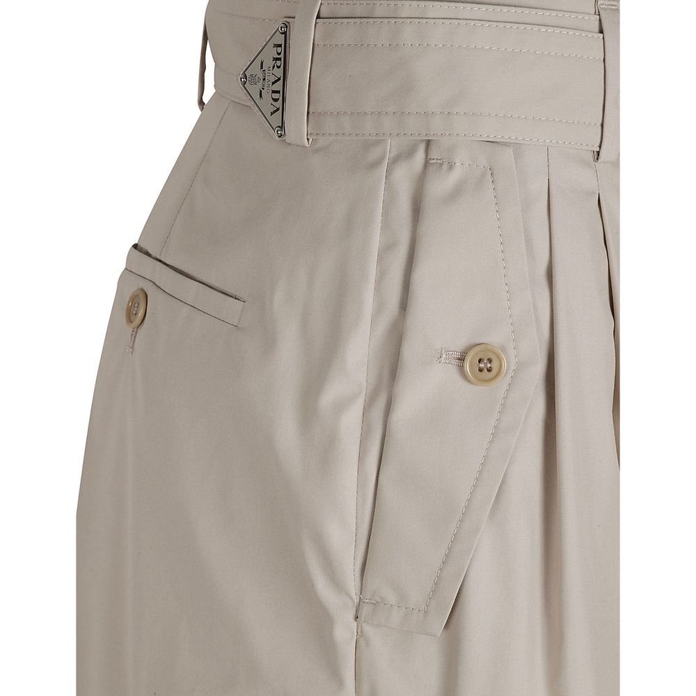 Pantalones cargo de algodón beige Prada