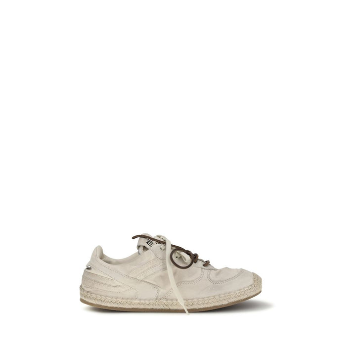 Miu Miu Beige platåsneakers i bomull