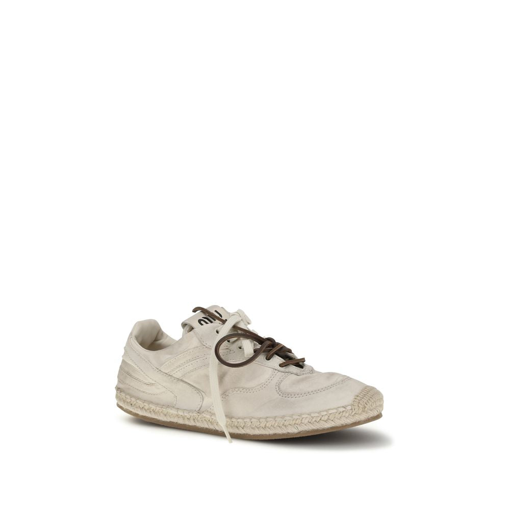 Miu Miu Beige platåsneakers i bomull