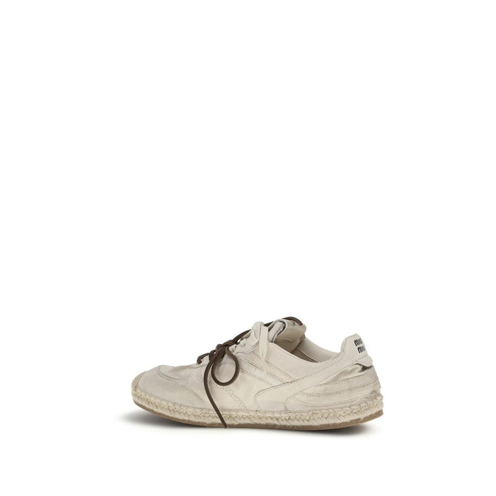 Miu Miu Beige platåsneakers i bomull