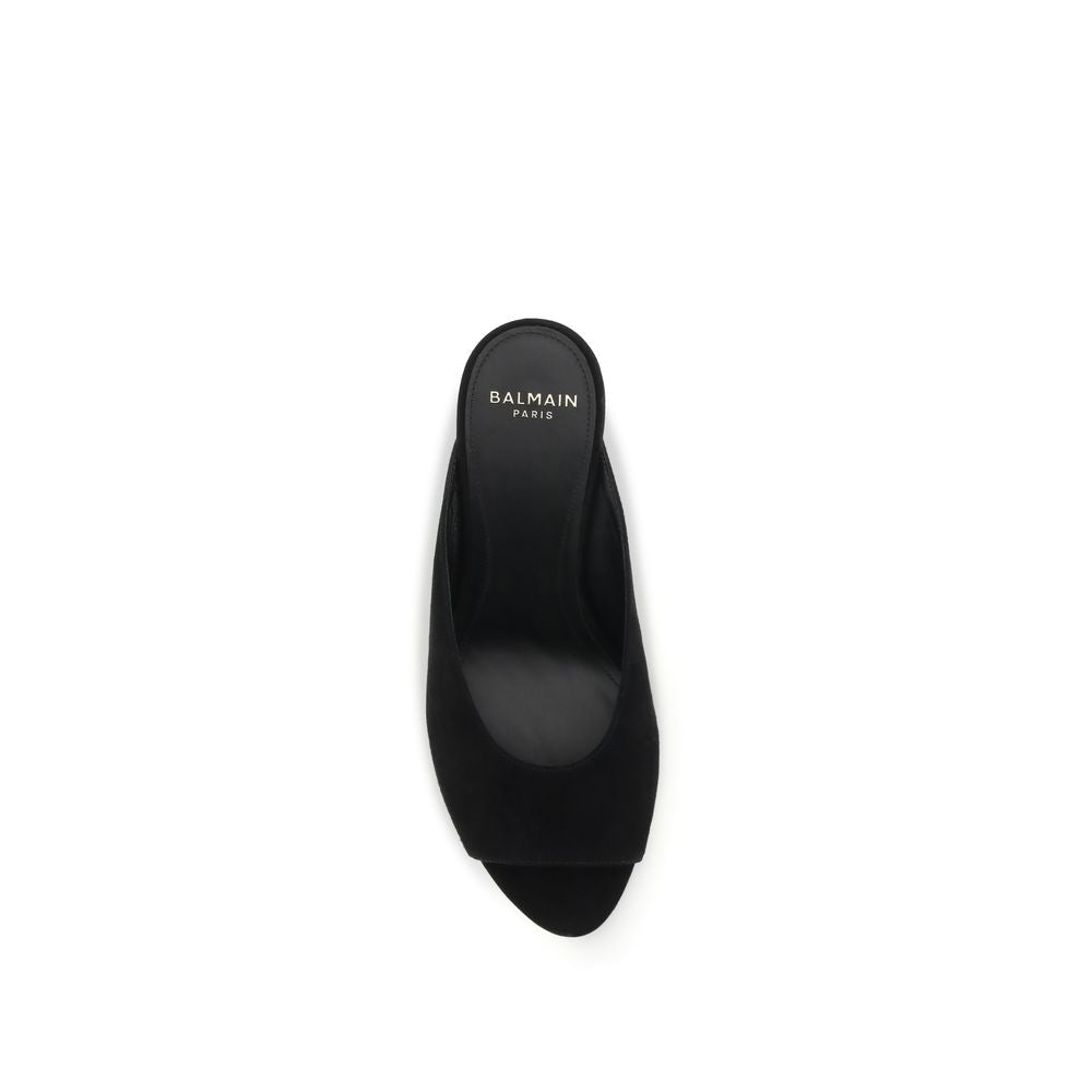 Balmain sorte mules i geiteskinn
