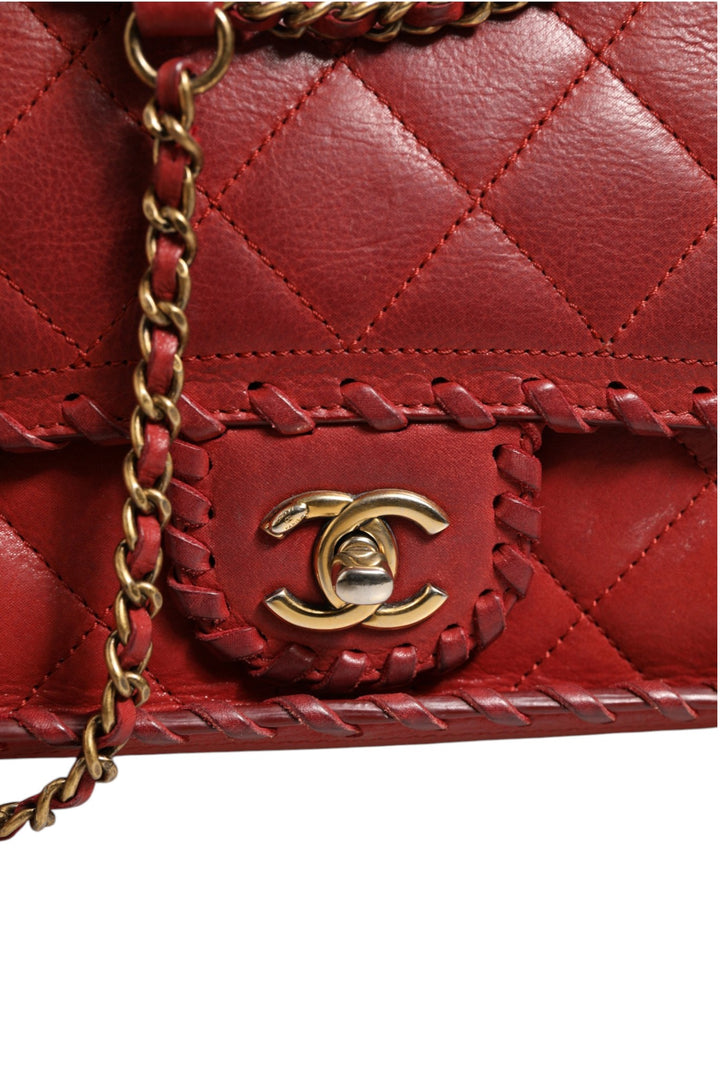Chanel Mini Flap Bag Lammeskinn Flettet Kalveskinn Gullfarget Metall