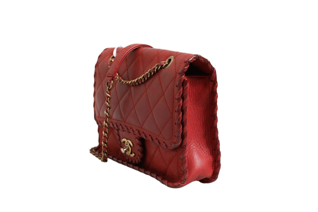 Chanel Mini Flap Bag Lammeskinn Flettet Kalveskinn Gullfarget Metall