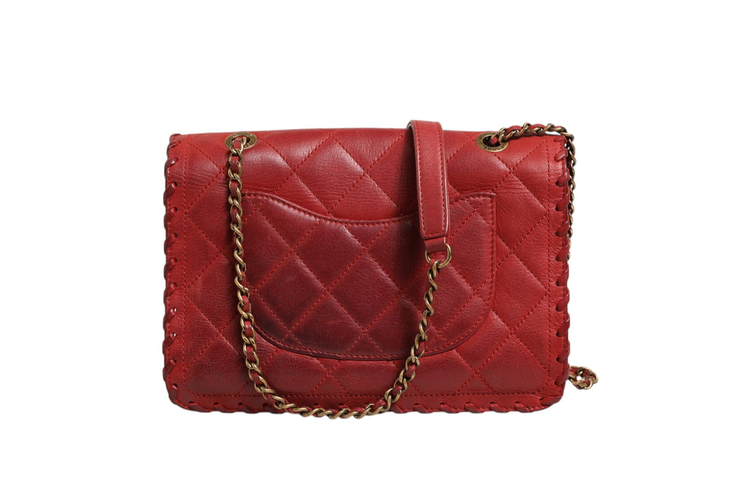 Chanel Mini Flap Bag Lammeskinn Flettet Kalveskinn Gullfarget Metall