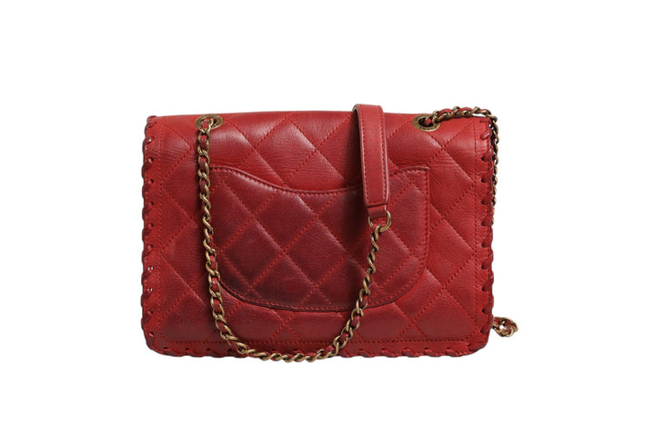 Chanel Mini Flap Bag Lammeskinn Flettet Kalveskinn Gullfarget Metall