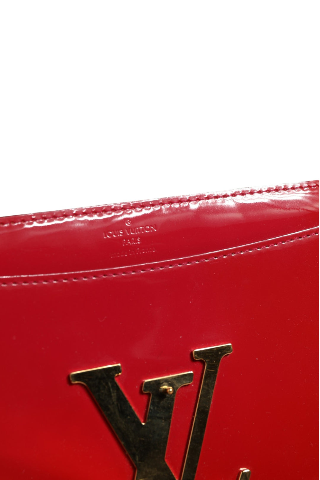 Louis Vuitton Louise PM rød patent skinn-lommebok med kjede