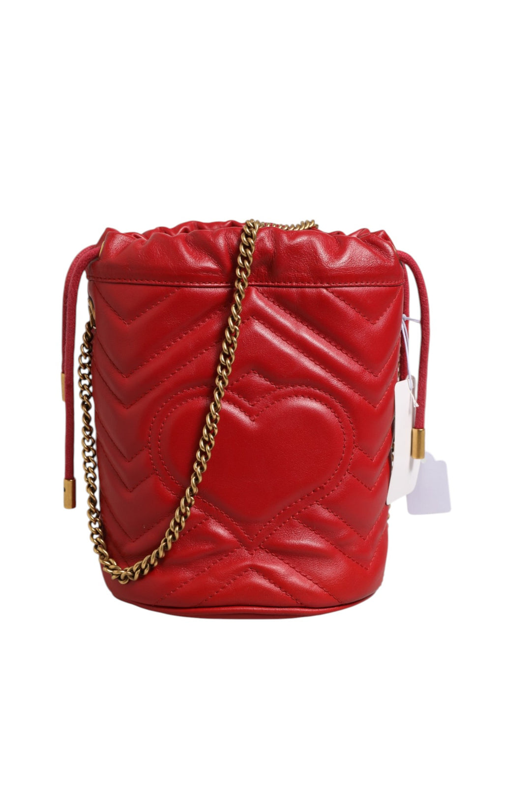 Gucci Red Chevron-vattert Kalveskinn GG Marmont Skulderveske