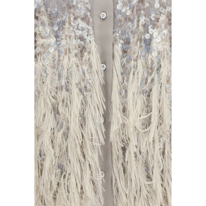 Brunello Cucinelli Beige Kortermet Silkeskjorte