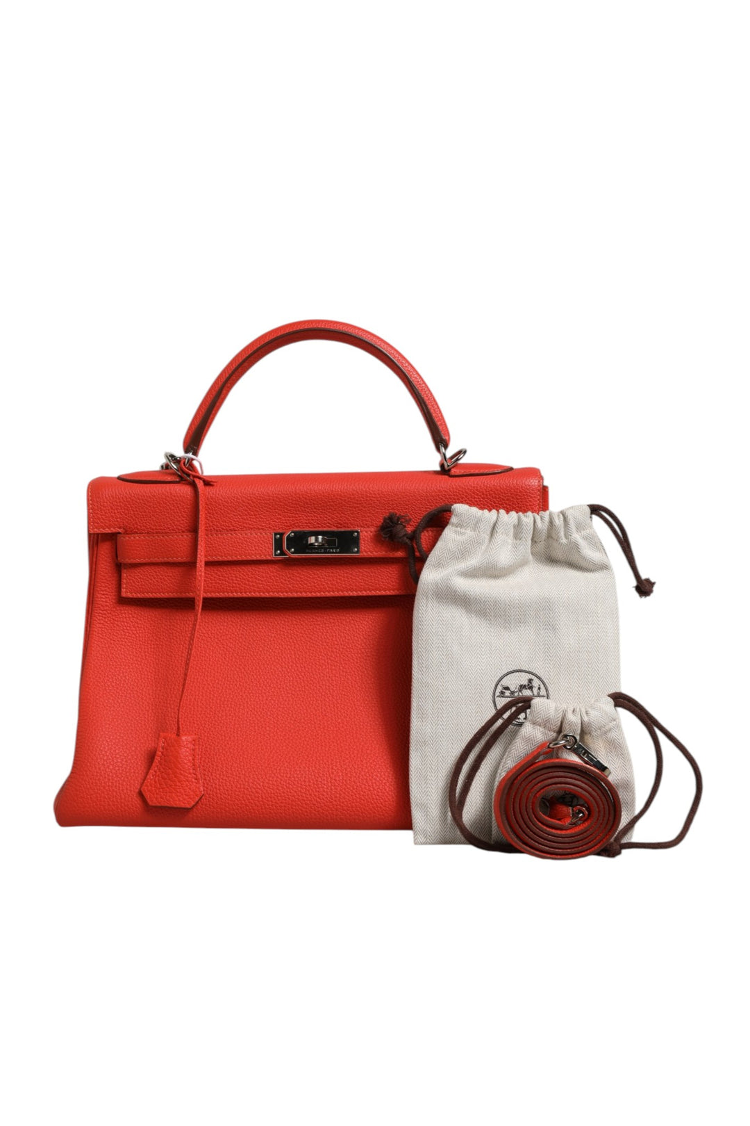 Hermès Kelly 32 toveis håndveske med palladiumbeslag