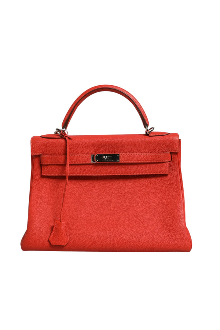 Hermès Kelly 32 toveis håndveske med palladiumbeslag