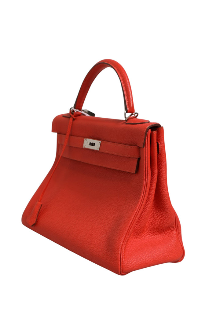 Hermès Kelly 32 toveis håndveske med palladiumbeslag