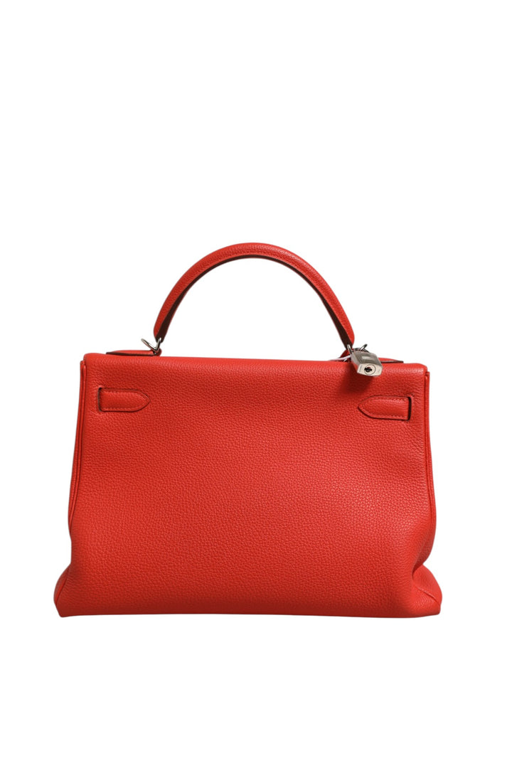 Hermès Kelly 32 toveis håndveske med palladiumbeslag