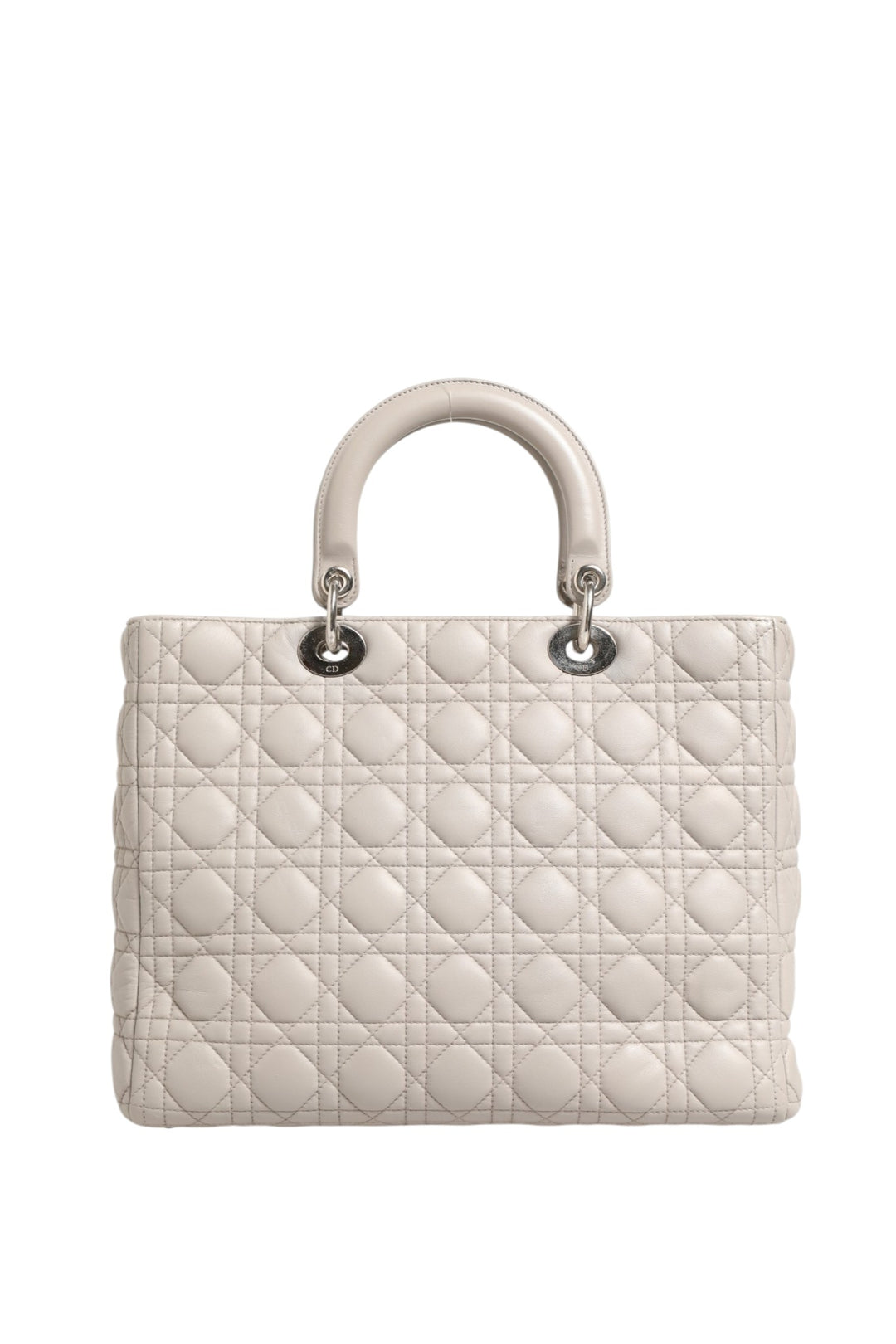 Christian Dior Lady Dior Stor Grå Cannage Lammeskinnsveske