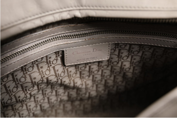 Christian Dior Lady Dior Stor Grå Cannage Lammeskinnsveske