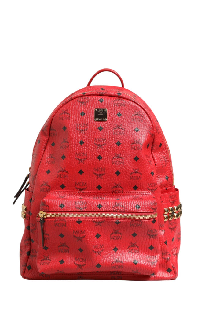 MCM Medium Stark Studded Visetos ryggsekk – Rød