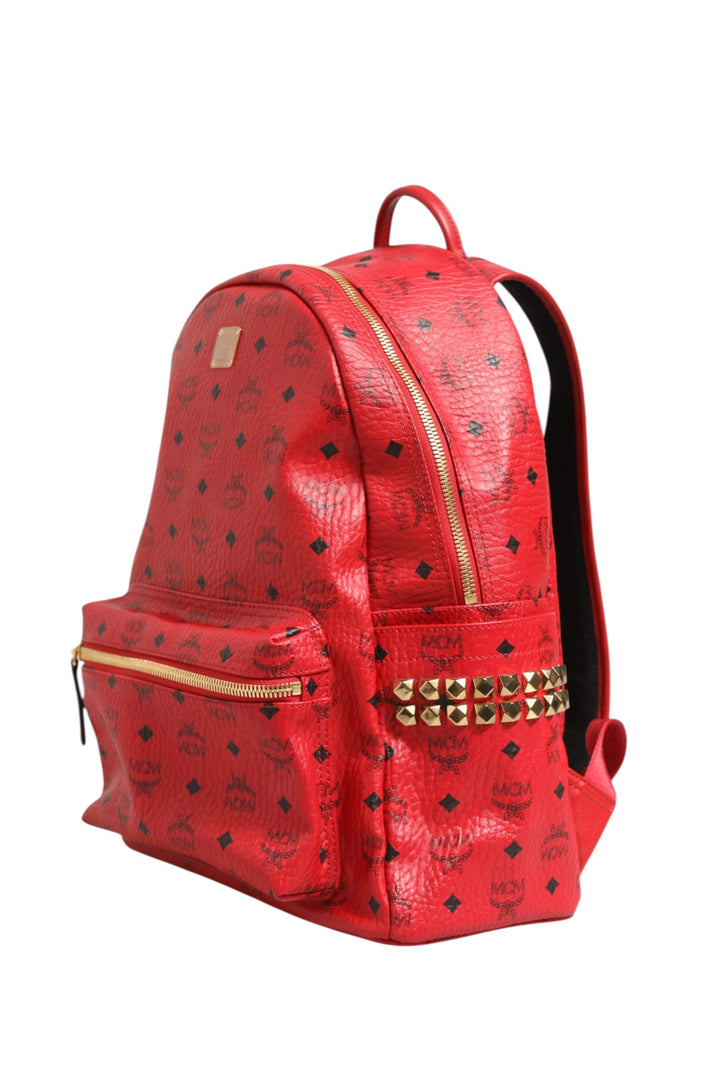 MCM Medium Stark Studded Visetos ryggsekk – Rød