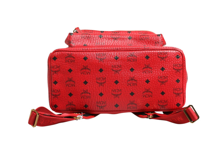 MCM Medium Stark Studded Visetos ryggsekk – Rød