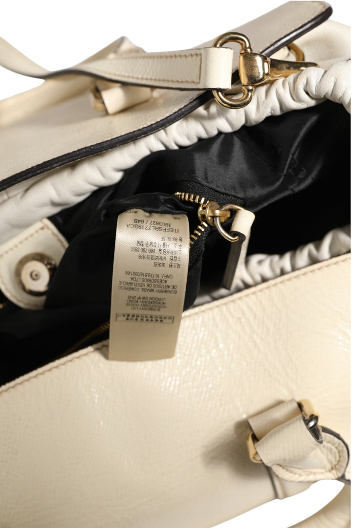 Burberry Chalk White stor veske i skinn