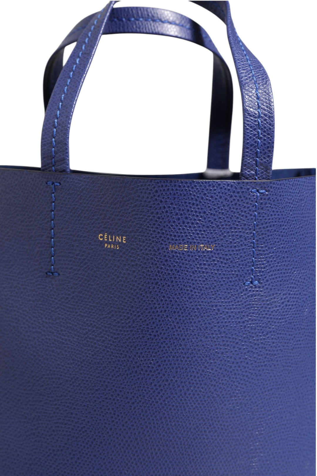 Celine blå med gullfarget toteveske