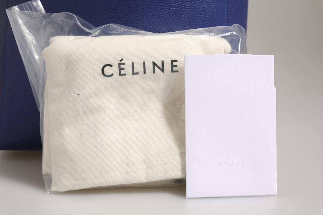 Celine blå med gullfarget toteveske