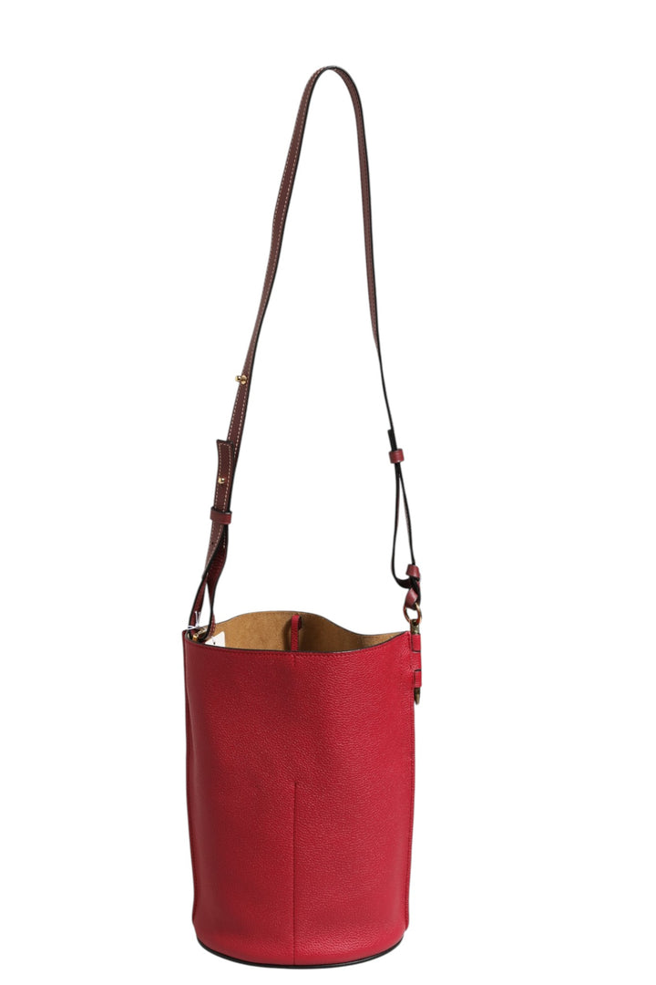 Loewe Gate Raspberry &amp; Wine bøtteveske i skinn