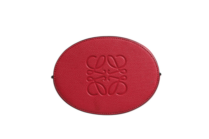 Loewe Gate Raspberry &amp; Wine bøtteveske i skinn