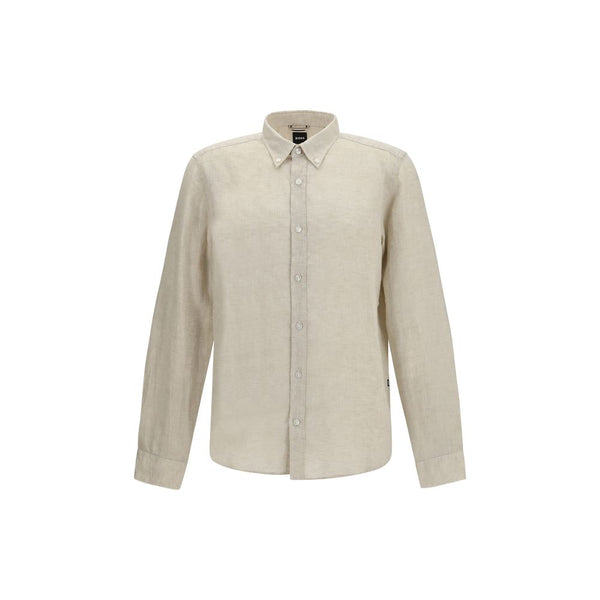 Hugo Boss Black Beige Linen Dress Shirt