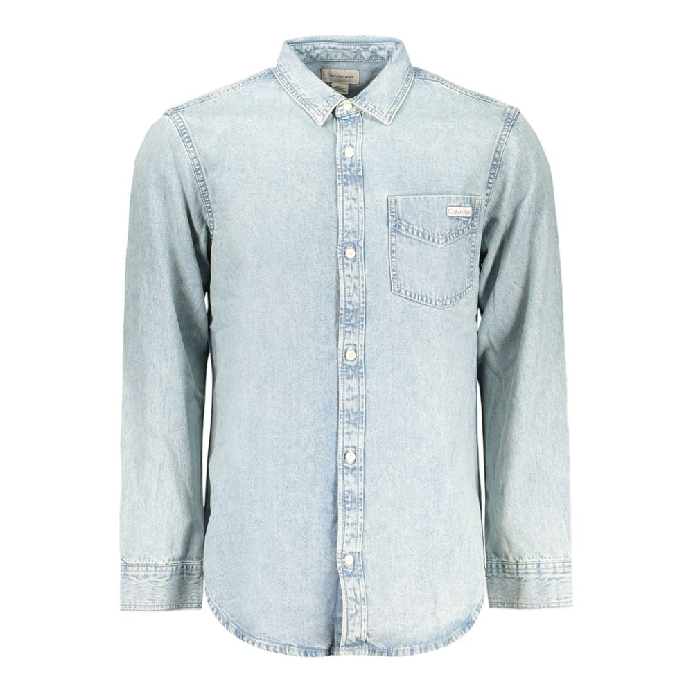 Calvin Klein Azzurro bomullsskjorte for herrer