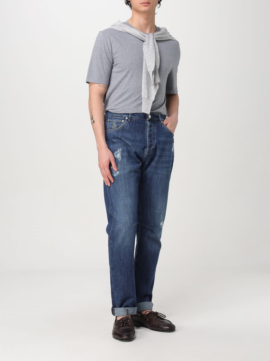 Brunello Cucinelli Blå Straight-Leg Dongeribukse